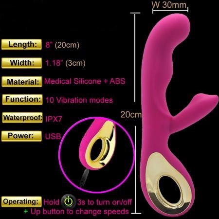 Sex Angel G-Spot & Clitoral Stimulator with Dual Motors Rabbit Vibrator