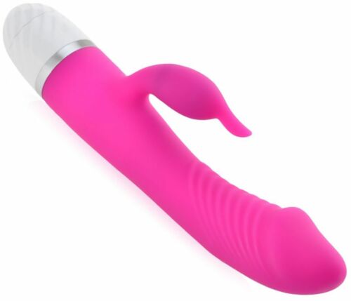 Vibrator With Grooves and Clitoral Stimulator Pink