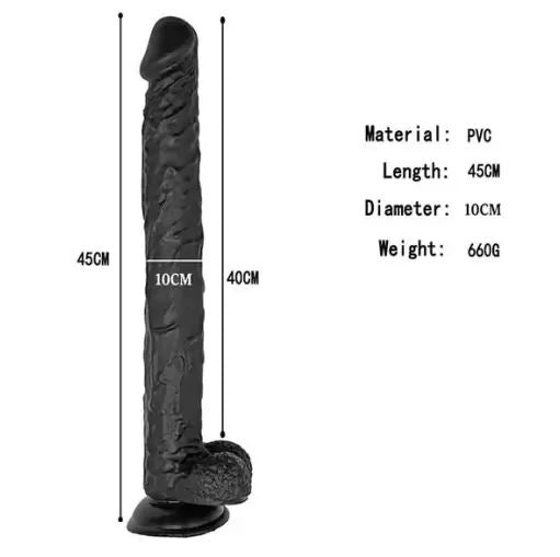 18 inch Extra Large Black Dildo with Suction Cup