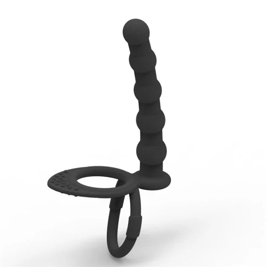 Black Double Penetration Beaded Dildo For Men