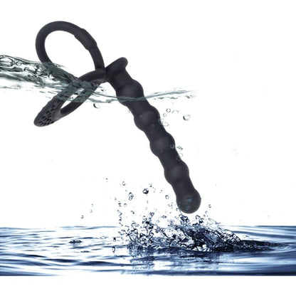 Black Double Penetration Beaded Dildo For Men