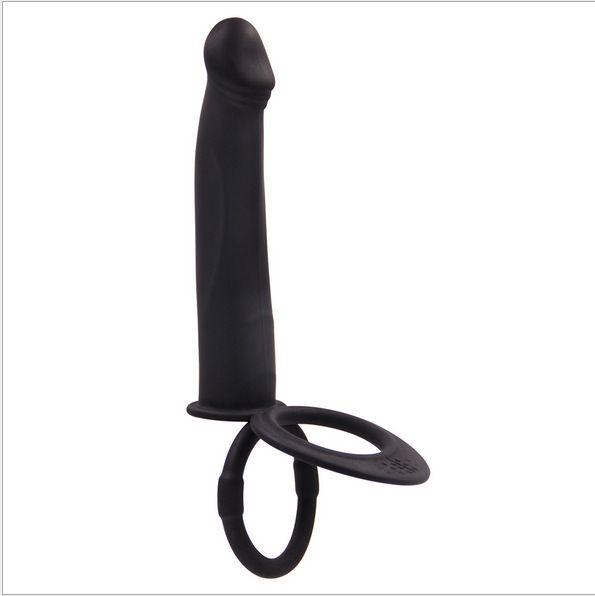 Black Dildo Vibration With Ring/Double Penetration Anal Dildo Strapon For Men