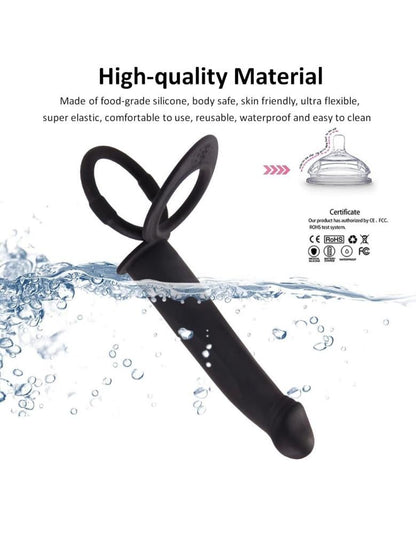 Black Dildo Vibration With Ring/Double Penetration Anal Dildo Strapon For Men