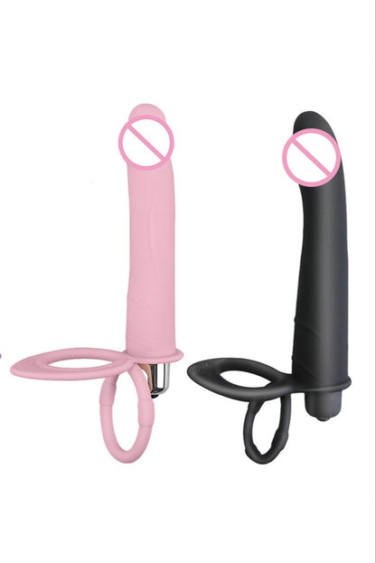 Black Dildo Vibration With Ring/Double Penetration Anal Dildo Strapon For Men