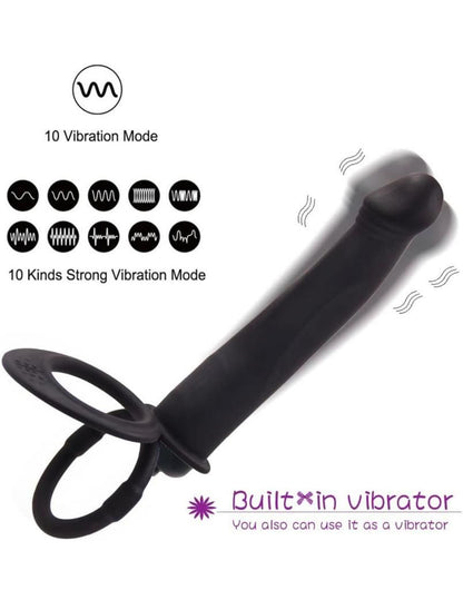 Black Dildo Vibration With Ring/Double Penetration Anal Dildo Strapon For Men