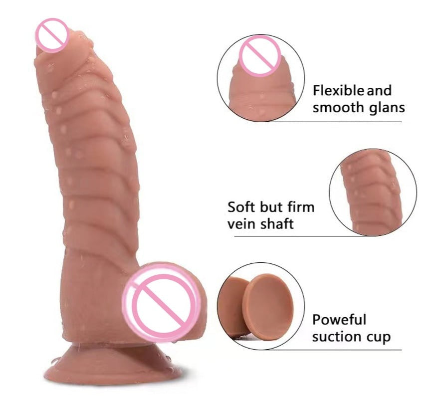 Silicone Caterpillar Shaped Soft Penis Dragon Dildo With Suction Up