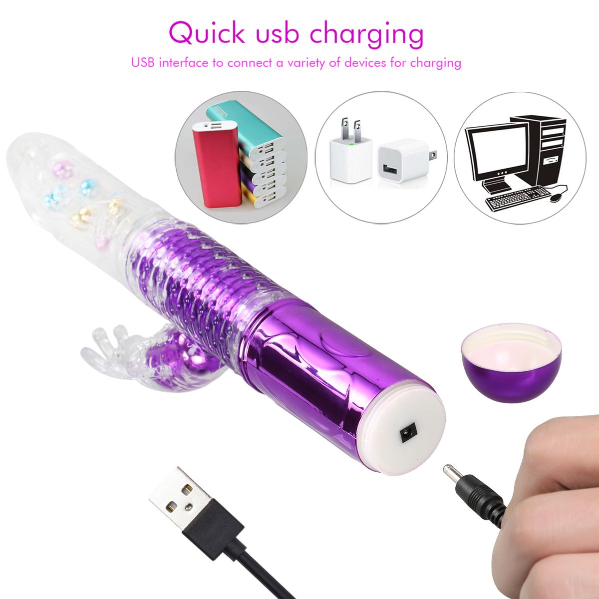 G-Spot Rabbit Vibrating Dildo Dual Stimulation Massager