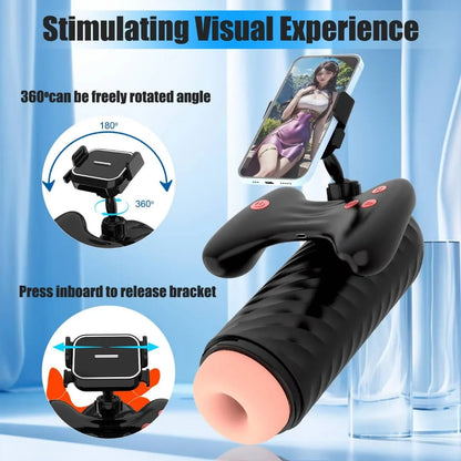 Automatic Telescopic Game Controller Vibration Masturbator Toy With Mobile Video Stand
