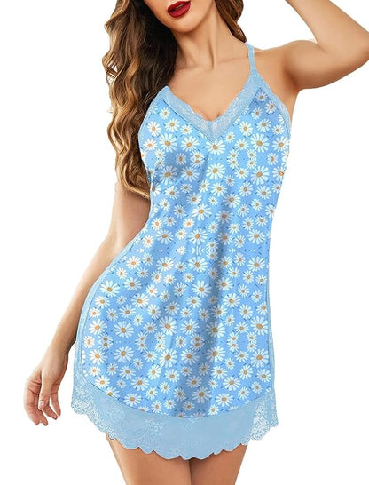 Sky Blue Full Slip Sexy Nightwear