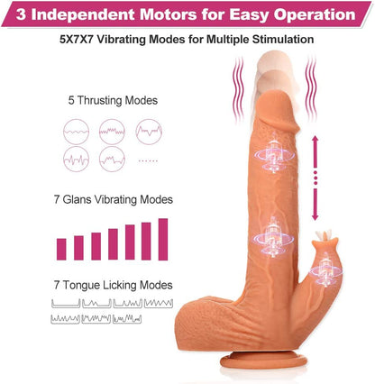 Realistic Dildo Thrusting G Spot Vibrator with Suction Cup