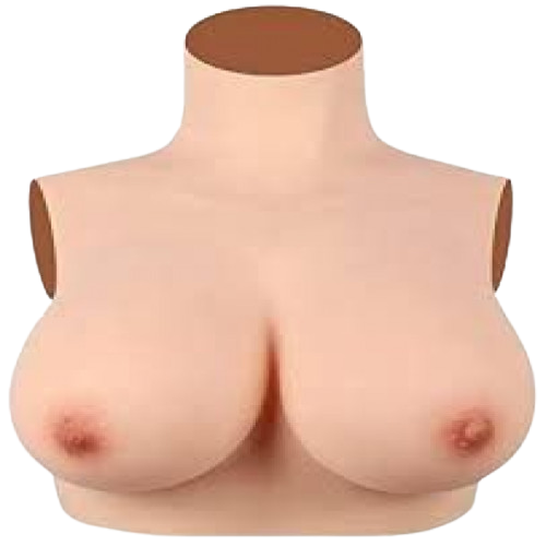 Realistic Fake Boobs Top For Crossdresser & Transgender – High Neck Silicone Breastplate
