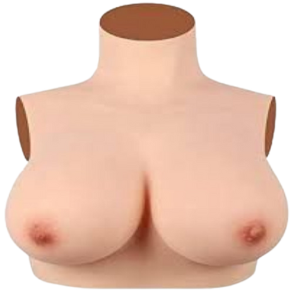 Realistic Fake Boobs Top For Crossdresser & Transgender – High Neck Silicone Breastplate