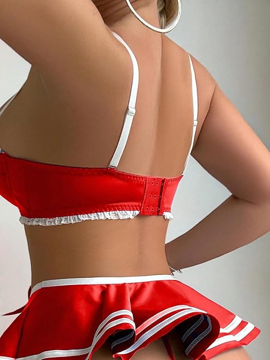 Elegant Lace Lingerie Set with Skirted Panty – Romantic Honeymoon Nightwear for Women