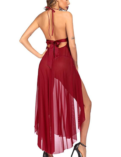 Women's Sheer Lace Halter Nightwear