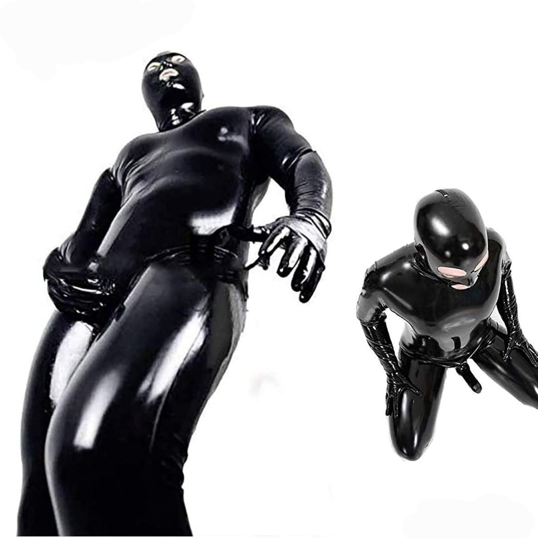 Men’s Wet Look Leather Catsuit Full Body Leotard Jumpsuit