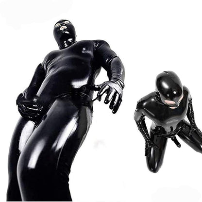 Men’s Wet Look Leather Catsuit Full Body Leotard Jumpsuit