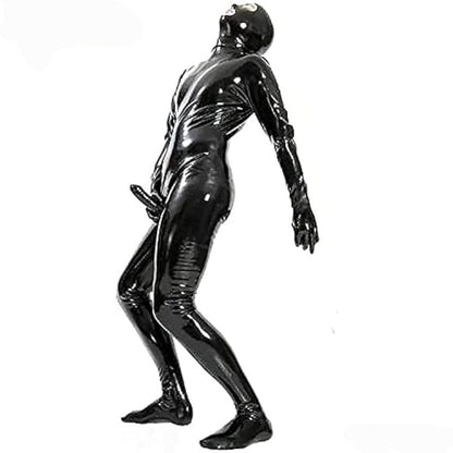 Men’s Wet Look Leather Catsuit Full Body Leotard Jumpsuit